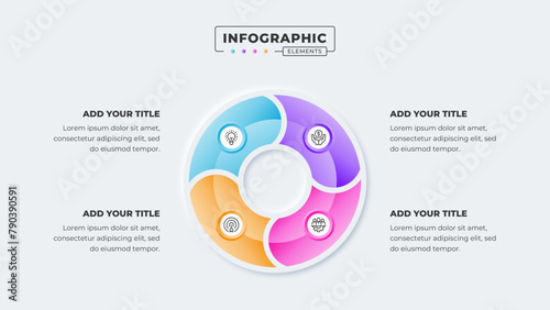 Vector business circle infographic presentation design template with 4 steps or options