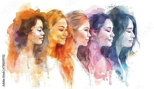 watercolor portrait of women with different colors © Ester