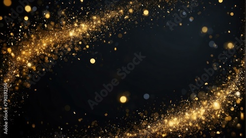 Golden Particles Glowing on Dark Background