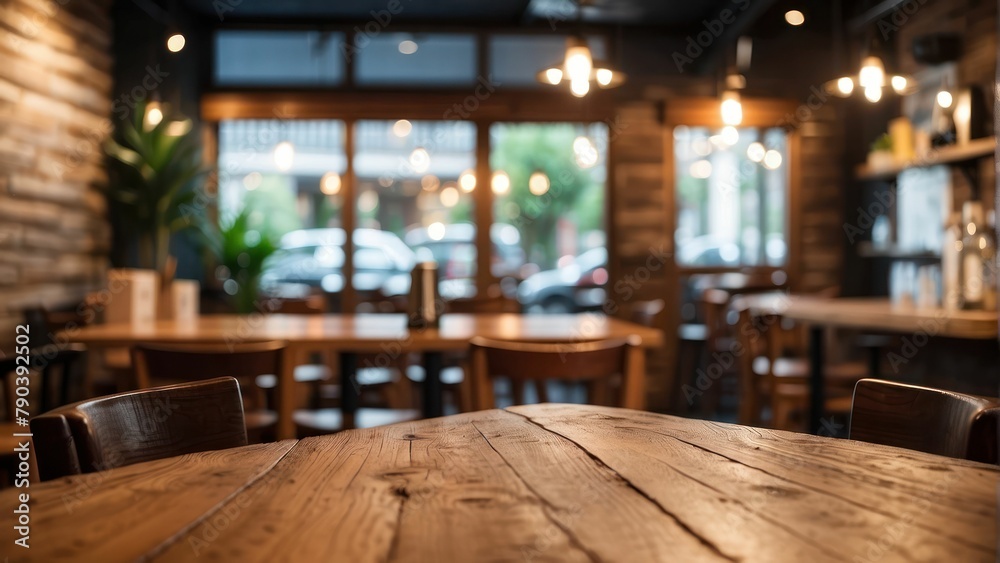 Blurred Interior of a Bustling Coffee Shop and Restaurant