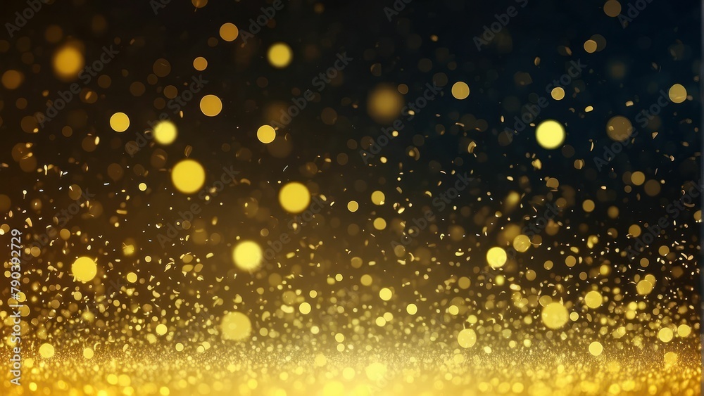 Golden bokeh lights with glitter on a dark background Golden bokeh lights with glitter on a dark background