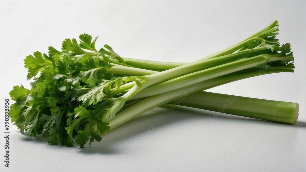 Fresh celery stalks on a marble background Fresh celery stalks on a marble background