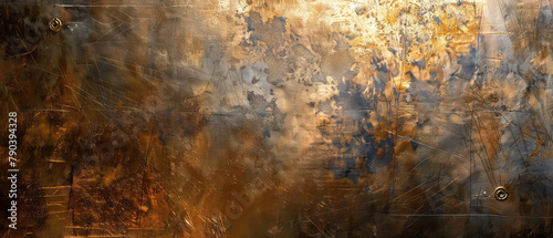 Scratched golden metal texture background photo