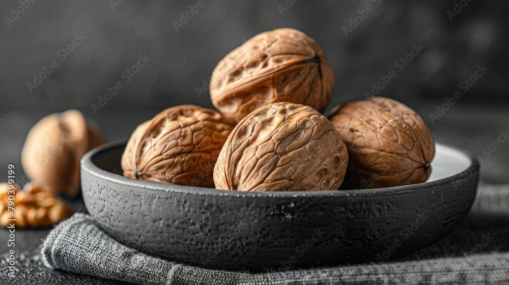 Walnuts in bowl on table Walnuts in bowl on table