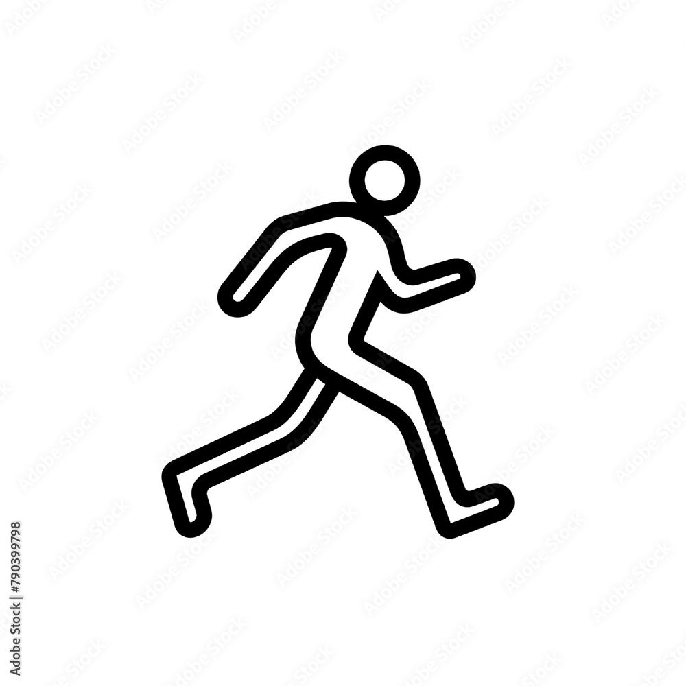 Black running person icon in silhouette format, perfect for sports and fitness illustrations