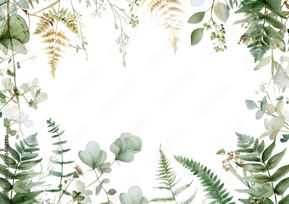 Naklejka premium Watercolor leaf background. Watercolor leaves isolated on white background. Organic and natural concept.