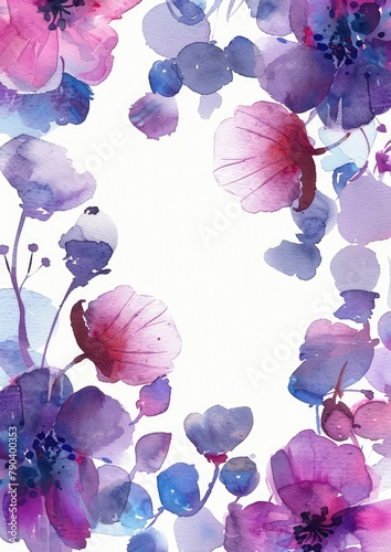 Invitation card. Blue watercolor flowers. Vintage floral background © Tnzal