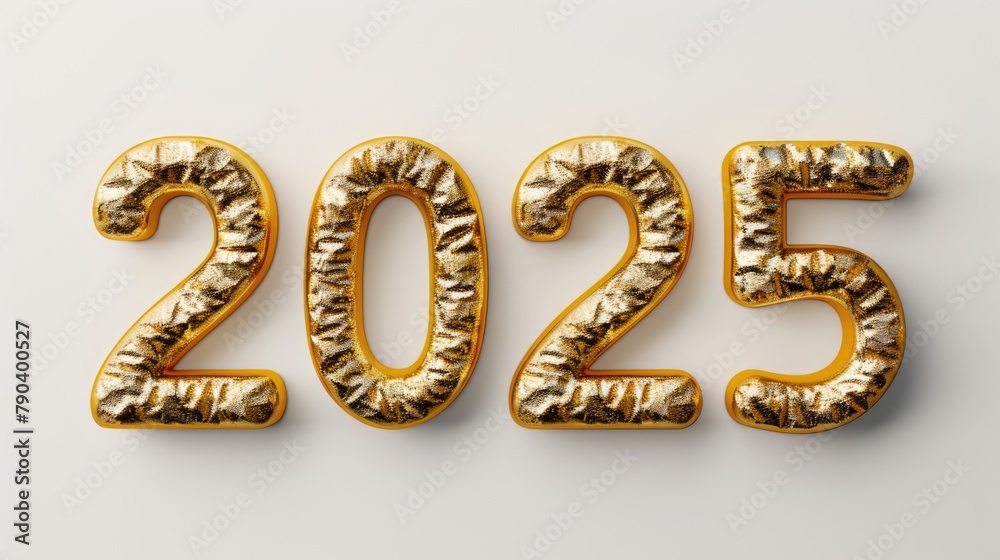 Happy New Year background with 2025 shiny golden numbers isolated on white background. Festive celebration banner Happy New Year background with 2025 shiny golden numbers isolated on white background. Festive celebration banner