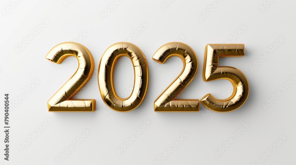Happy New Year background with 2025 shiny golden numbers isolated on white background. Festive celebration banner Happy New Year background with 2025 shiny golden numbers isolated on white background. Festive celebration banner