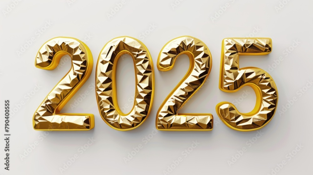 Happy New Year background with 2025 shiny golden numbers isolated on white background. Festive celebration banner Happy New Year background with 2025 shiny golden numbers isolated on white background. Festive celebration banner