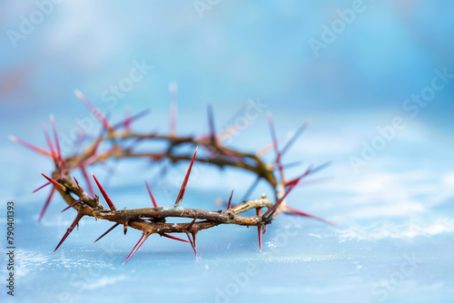 Crown of thorns on blue background