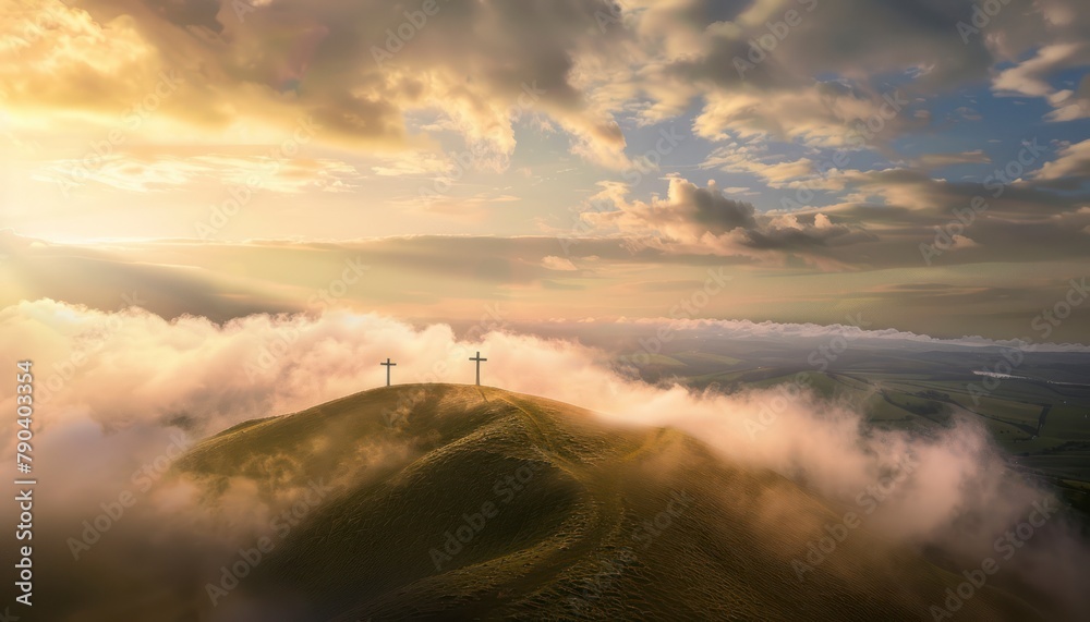 The Christianity themed with a dramatic beautiful of light vibrant background. Beautiful clouds, symbolizes humanity's hope for salvation