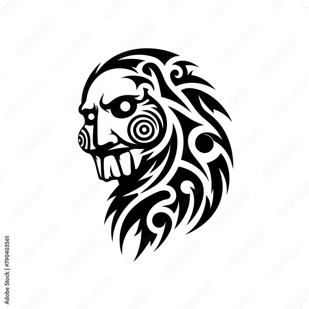 jigsaw in modern tribal tattoo, abstract line art of horror character, minimalist contour. Vector jigsaw in modern tribal tattoo, abstract line art of horror character, minimalist contour. Vector