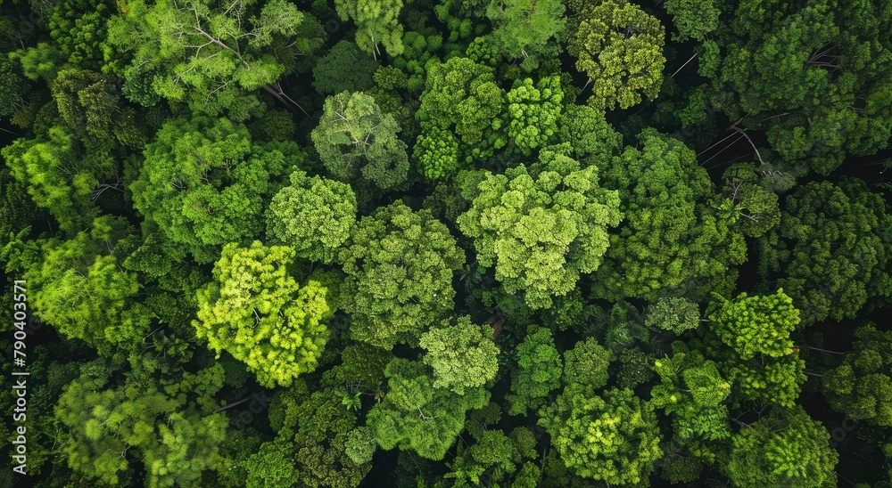 Overhead View of a Rich Green Forest Canopy Teeming with Life