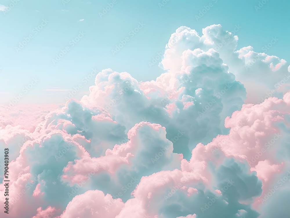 Aerial view of fluffy pink clouds against blue sky Aerial view of fluffy pink clouds against blue sky