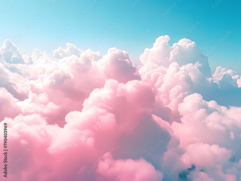 Aerial view of fluffy pink clouds against blue sky Aerial view of fluffy pink clouds against blue sky