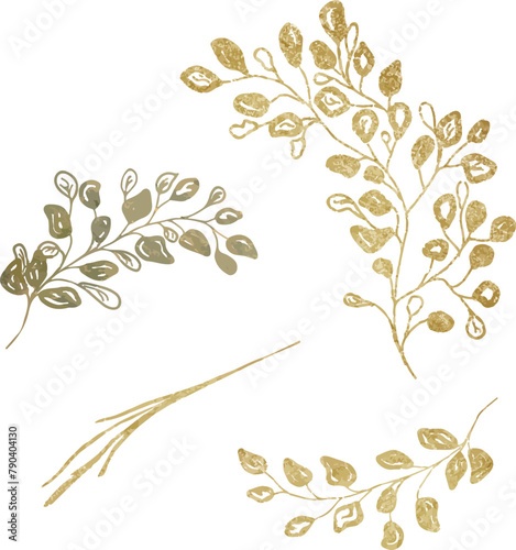 Vector watercolor golden olive branches, branch. Baptism, greeting cards, invitation and wedding card, save the date, celebration, anniversary, birthday, party, event, holiday and print