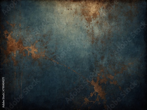 Image showcases textured background transitioning from dark blue to brown  reminiscent of aged metal  wall with rust  patina effects. Central area darker  suggesting depth  shadow.