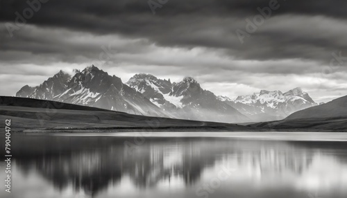 Ethereal Mountainscape in Black and White