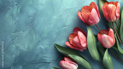 Serene Blue Tulips - Tranquil Mother's Day Theme - Floral Serenity - Spring Freshness - Generative AI
