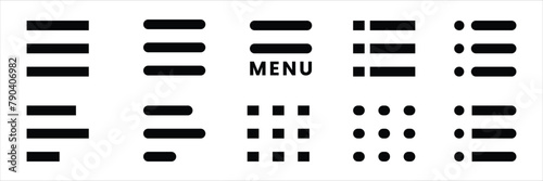 Set of navigation menu symbol collection. Vector Illustration.