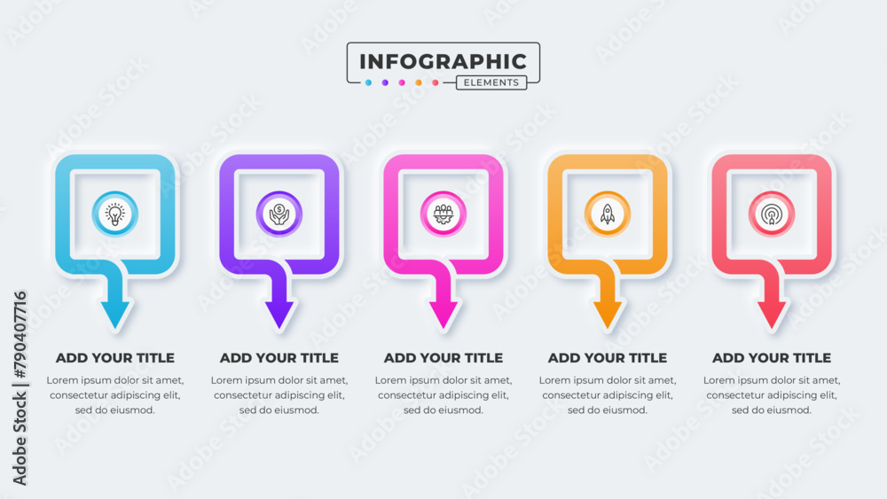 Vector business arrow infographic presentation design template with 5 steps or options Vector business arrow infographic presentation design template with 5 steps or options