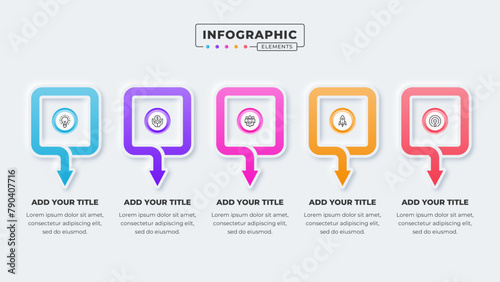 Vector business arrow infographic presentation design template with 5 steps or options