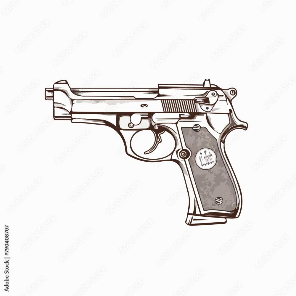 Gun in cartoon, doodle style. Image for t-shirt, web, mobile apps and ui. Isolated 2d vector illustration in logo, icon, sketch style, Eps 10. AI Generative