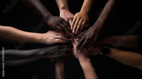 Success in partnerships often hinges on the support and teamwork of each person's hand, binding together friendships within the group to achieve common goals. Concept of business teamwork.