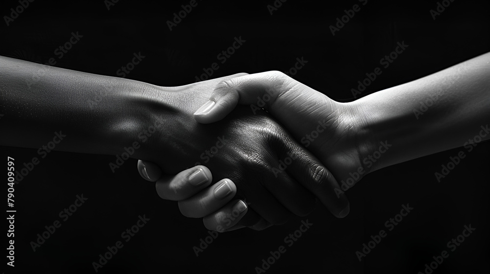 Artistic Style Painting Drawing Illustration of Hand Shake Shaking Hands Business Deal Done Aspect 16:9