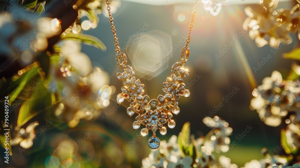 Fototapeta premium Beautiful necklace against a lovely backdrop