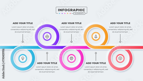 Vector circle process infographic presentation design template with 5 steps or options