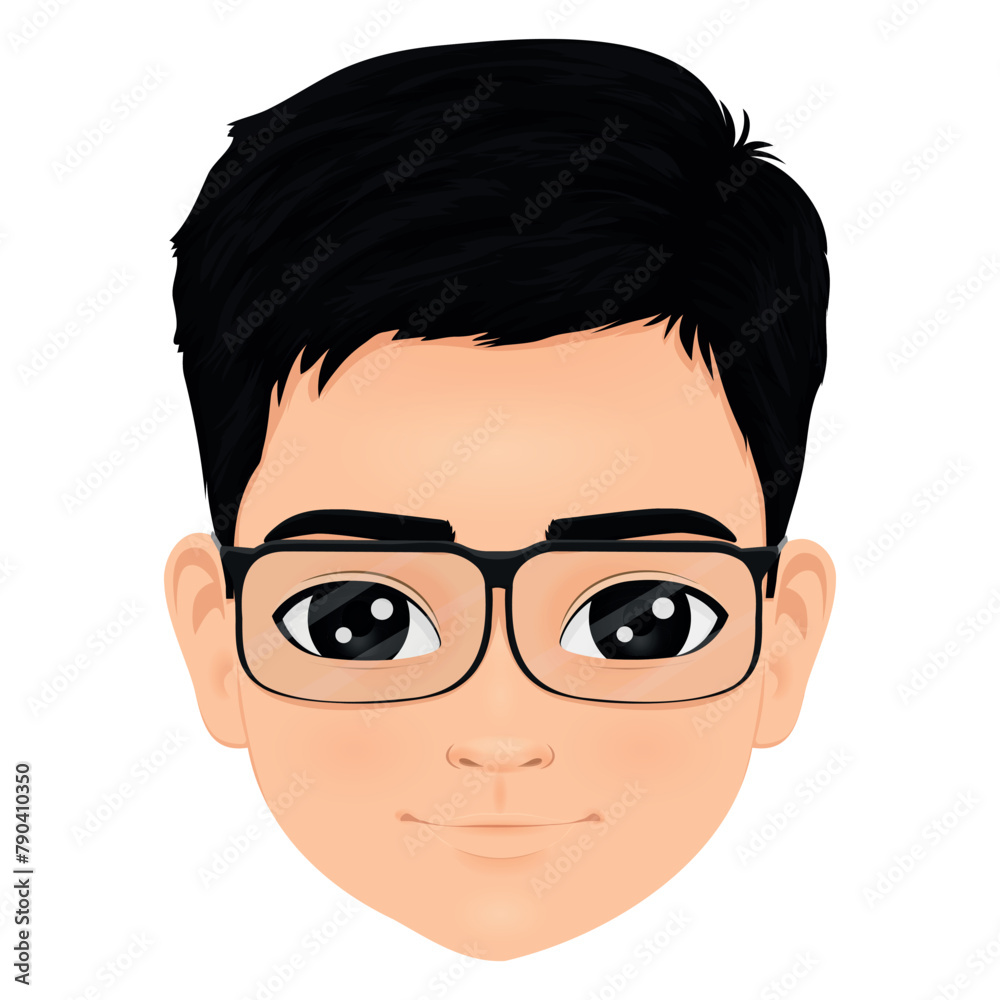 little chinese student head with glasses little chinese student head with glasses