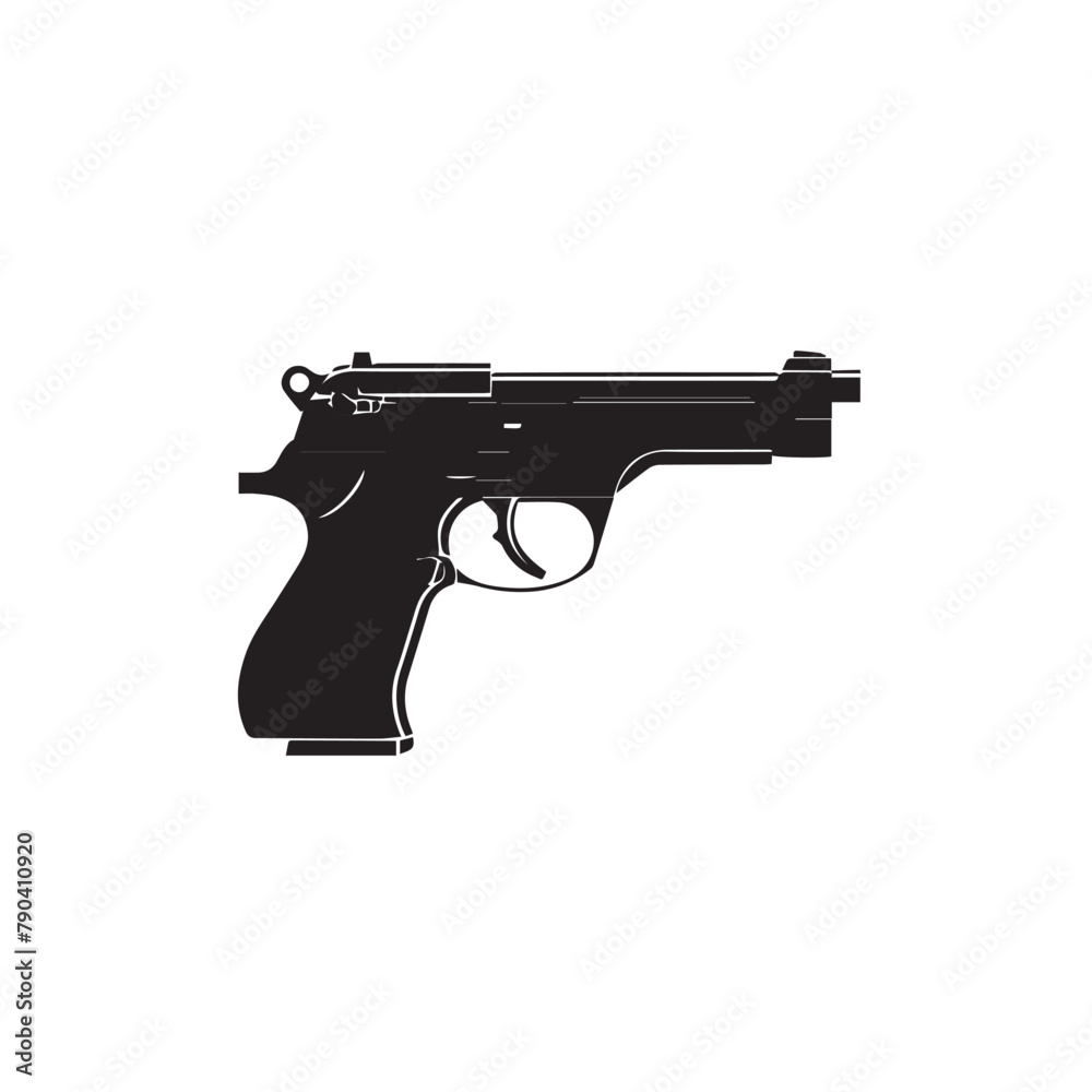 Gun in cartoon, doodle style . Image for t-shirt, web, mobile apps and ui. Isolated 2d vector illustration in logo, icon, sketch style, Eps 10, black and white. AI Generative