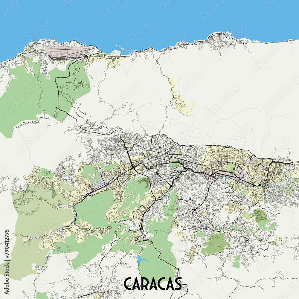 Obraz premium Vector city map poster of Caracas, Venezuela