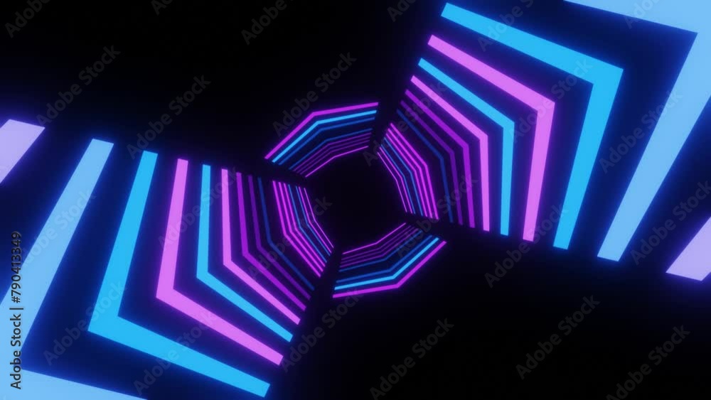 Purple and blue rotating neon arrows vj loop animation