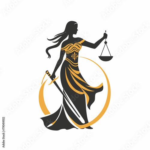 Lady justice in cartoon, doodle style. Image for t-shirt, web, mobile apps and ui. Isolated 2d vector illustration in logo, icon, sketch style, Eps 10. AI Generative © Alexey