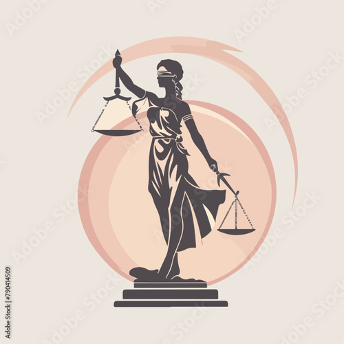 Lady justice in cartoon, doodle style. Image for t-shirt, web, mobile apps and ui. Isolated 2d vector illustration in logo, icon, sketch style, Eps 10. AI Generative