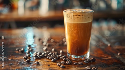 Beverage made from roasted coffee beans photo