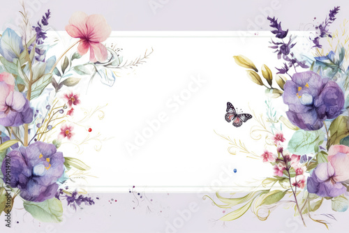 Flowers and butterfly watercolor painting