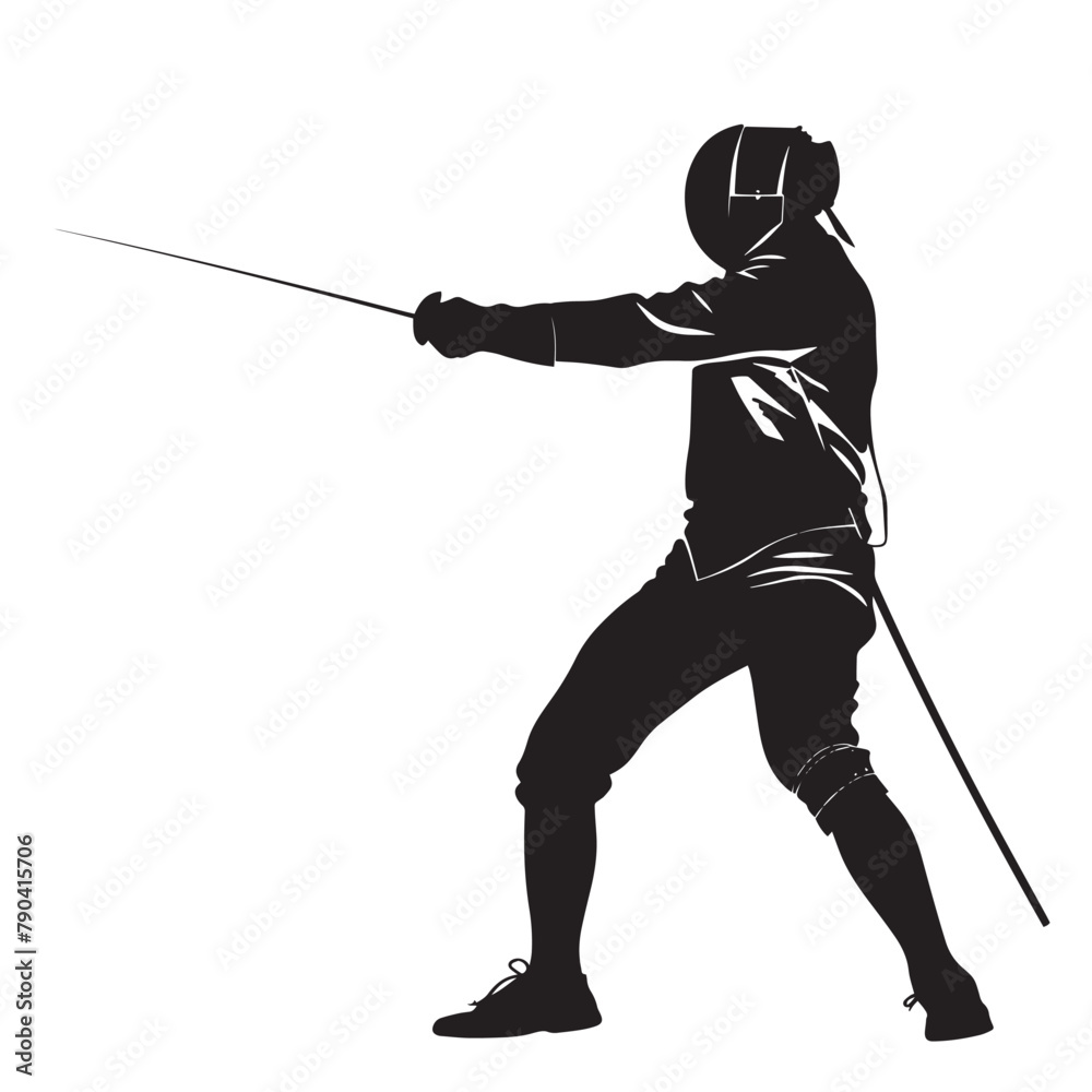 Vector silhouette of a fencing sports person. Flat cutout icon Vector silhouette of a fencing sports person. Flat cutout icon