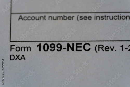Blank form 1099-NEC.  Account number blank.