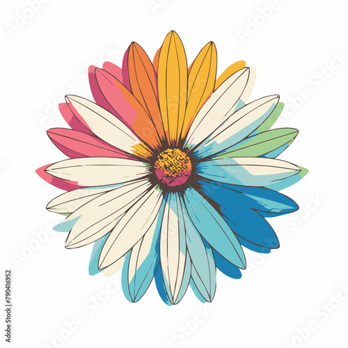 illustrazione grafica di Fiore margherita con petali colorati ad arcobaleno in toni pastello photo