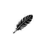 vector drawing of  a black feather pen, can be used for printing, t-shirts, company logos, communities, symbols, etc. write with feathers.