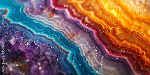 Colorful Geode Crystal Patterns in Banner Format, Colorful Background, Natural Pattern photo
