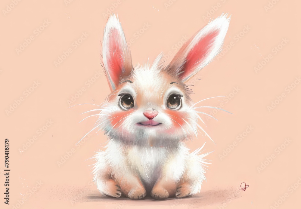 Fototapeta premium Cute bunnies: adorable bunny art featuring chubby cheeks, expressive eyes. Easter-themed content