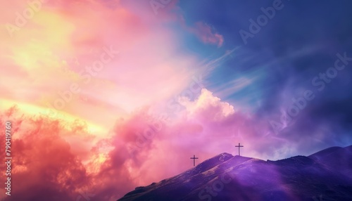 The Christianity themed on a background with dramatic beautiful vibrant light