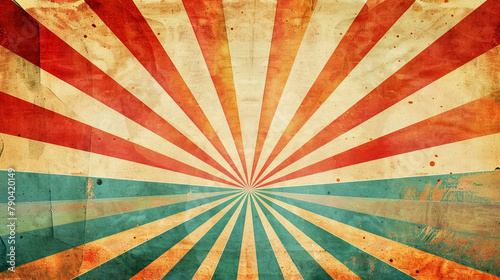 Vintage Sun Retro Banner  colorful Grunge Sunburst Illustration