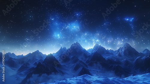 Alpen mountains and stars  clean sky