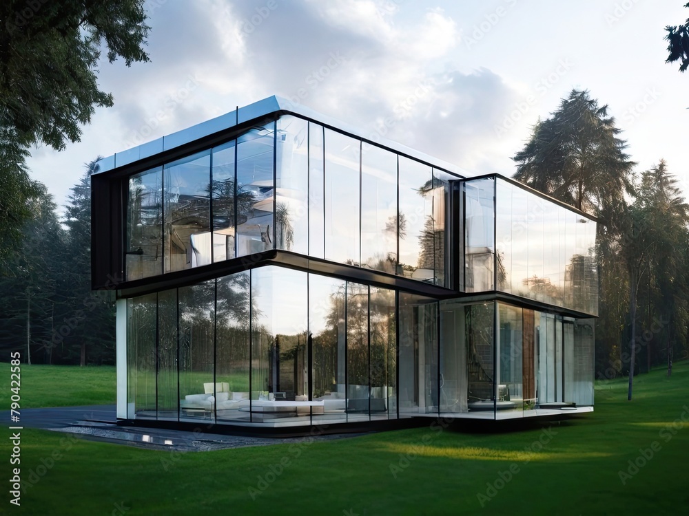 Glass house, architecture of the future. Glass house, architecture of the future.